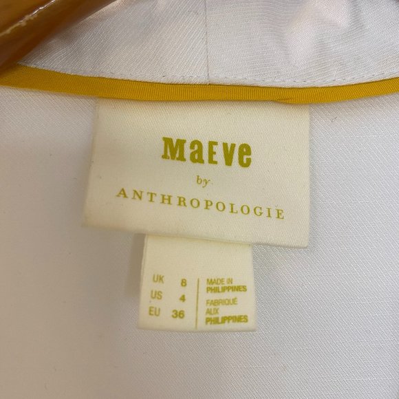 Anthropologie Maeve White Lightweight Button Front Fitted Shirt Blazer - Picture 7 of 9